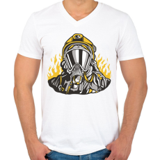PRINTFASHION Tűzoltó - Férfi V-nyakú póló - Fehér