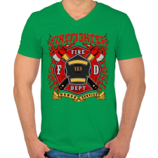 PRINTFASHION Tűzoltó - Férfi V-nyakú póló - Zöld férfi póló