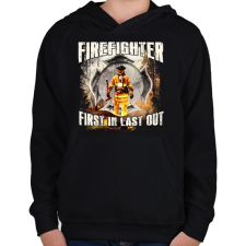 PRINTFASHION Tűzoltó - Gyerek kapucnis pulóver - Fekete gyerek pulóver, kardigán