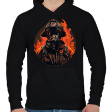 PRINTFASHION Tűzoltó - Lánglovag - Férfi kapucnis pulóver - Fekete férfi pulóver, kardigán