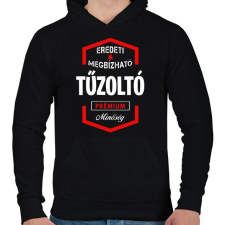 PRINTFASHION Tűzoltó prémium minőség - Férfi kapucnis pulóver - Fekete férfi pulóver, kardigán