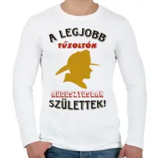 PRINTFASHION Tűzoltó szülinapja augusztus - Férfi hosszú ujjú póló - Fehér férfi póló