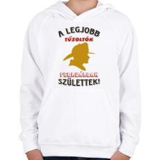 PRINTFASHION Tűzoltó szülinapja február - Gyerek kapucnis pulóver - Fehér