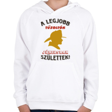 PRINTFASHION Tűzoltó szülinapja június - Gyerek kapucnis pulóver - Fehér