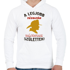 PRINTFASHION Tűzoltók szülinapja május - Férfi kapucnis pulóver - Fehér férfi pulóver, kardigán