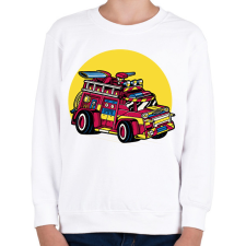 PRINTFASHION Tűzoltókocsi - Gyerek pulóver - Fehér gyerek pulóver, kardigán