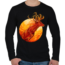 PRINTFASHION Tűzszarvas - Férfi hosszú ujjú póló - Fekete