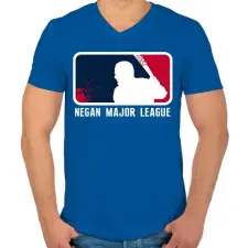 PRINTFASHION TWD - Negan Major League - Férfi V-nyakú póló - Királykék férfi póló