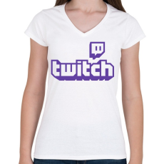 PRINTFASHION Twitch - Női V-nyakú póló - Fehér