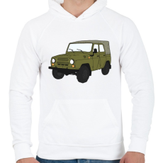 PRINTFASHION Uaz - Férfi kapucnis pulóver - Fehér