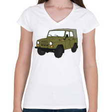 PRINTFASHION Uaz - Női V-nyakú póló - Fehér női póló