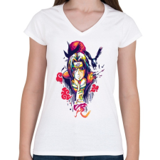 PRINTFASHION uchiha itachii - Női V-nyakú póló - Fehér női póló