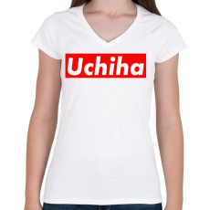 PRINTFASHION Uchiha - Női V-nyakú póló - Fehér