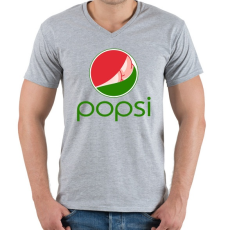 PRINTFASHION Üdítő magyar Popsi - Férfi V-nyakú póló - Sport szürke