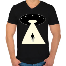 PRINTFASHION UFO - Férfi V-nyakú póló - Fekete férfi póló