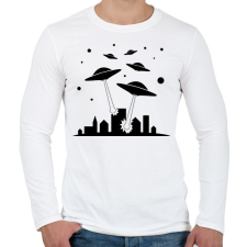 PRINTFASHION UFO invázió  - Férfi hosszú ujjú póló - Fehér férfi póló
