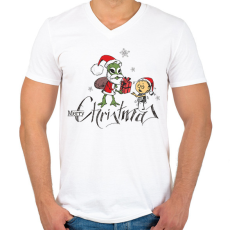 PRINTFASHION ufo karácsony - Férfi V-nyakú póló - Fehér