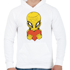 PRINTFASHION UFO love me - Férfi kapucnis pulóver - Fehér