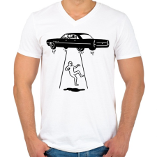 PRINTFASHION Ufó rablás - Férfi V-nyakú póló - Fehér férfi póló