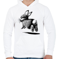 PRINTFASHION Ugró nyúl / cuki nyuszi rajz - Férfi kapucnis pulóver - Fehér férfi pulóver, kardigán
