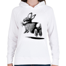 PRINTFASHION Ugró nyúl / cuki nyuszi rajz - Női kapucnis pulóver - Fehér