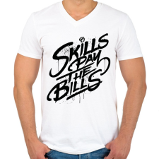 PRINTFASHION Ügyességi játék a számlákkal - Férfi V-nyakú póló - Fehér férfi póló