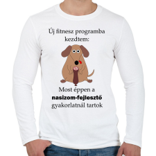 PRINTFASHION Új fitnesz programba kezdtem - Férfi hosszú ujjú póló - Fehér férfi póló