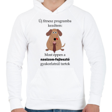 PRINTFASHION Új fitnesz programba kezdtem - Férfi kapucnis pulóver - Fehér férfi pulóver, kardigán