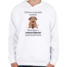PRINTFASHION Új fitnesz programba kezdtem - Gyerek kapucnis pulóver - Fehér gyerek pulóver, kardigán
