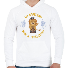 PRINTFASHION Új kapitány - Férfi kapucnis pulóver - Fehér