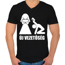 PRINTFASHION Új vezetőség - Férfi V-nyakú póló - Fekete férfi póló