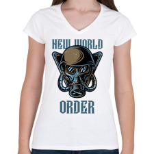 PRINTFASHION ÚJ VILÁGREND - Női V-nyakú póló - Fehér női póló