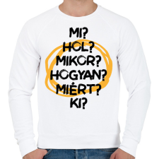 PRINTFASHION Újságíró kérdések - Férfi pulóver - Fehér férfi pulóver, kardigán