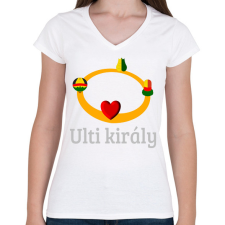 PRINTFASHION Ulti király - Női V-nyakú póló - Fehér női póló