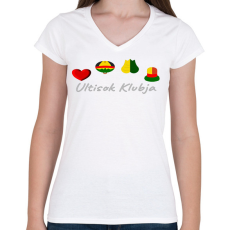 PRINTFASHION Ultisok Klubja logo - Női V-nyakú póló - Fehér