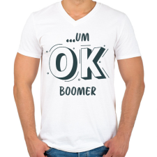 PRINTFASHION ...um OK boomer - Férfi V-nyakú póló - Fehér férfi póló