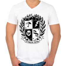PRINTFASHION Umbrella academy shield - Férfi V-nyakú póló - Fehér férfi póló