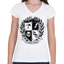 PRINTFASHION Umbrella academy shield - Női V-nyakú póló - Fehér női póló