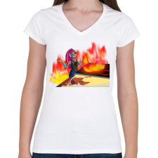 PRINTFASHION Undyne konyhája - Női V-nyakú póló - Fehér női póló