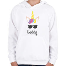 PRINTFASHION Unicorn Daddy - Gyerek kapucnis pulóver - Fehér gyerek pulóver, kardigán