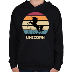 PRINTFASHION Unicorn - Gyerek kapucnis pulóver - Fekete