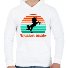 PRINTFASHION Unicorn inside - Férfi kapucnis pulóver - Fehér férfi pulóver, kardigán