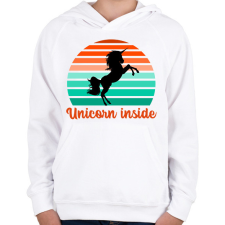 PRINTFASHION Unicorn inside - Gyerek kapucnis pulóver - Fehér gyerek pulóver, kardigán