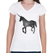 PRINTFASHION Unicorn - Női V-nyakú póló - Fehér női póló