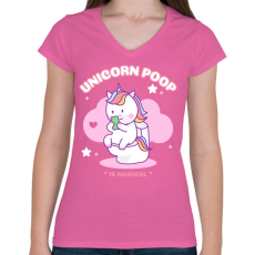 PRINTFASHION UNICORN POOP - Női V-nyakú póló - Rózsaszín