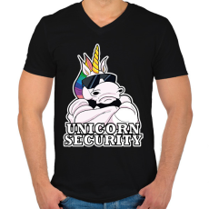 PRINTFASHION Unicorn security - Férfi V-nyakú póló - Fekete