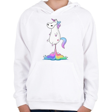 PRINTFASHION Unicornis fart  RAINBOW - Gyerek kapucnis pulóver - Fehér