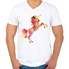 PRINTFASHION unicornis - Férfi V-nyakú póló - Fehér