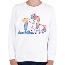 PRINTFASHION Unikornis: 1 éves lettem - Gyerek pulóver - Fehér