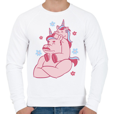 PRINTFASHION Unikornis apa - Férfi pulóver - Fehér